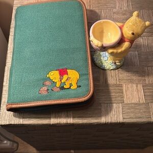 Vintage Winnie the Pooh Zipper Planner and ceramic